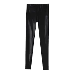 PU Leather Pants Female Fleece-lined Base Plus-sized - Plus Size Sheep Black - View 1