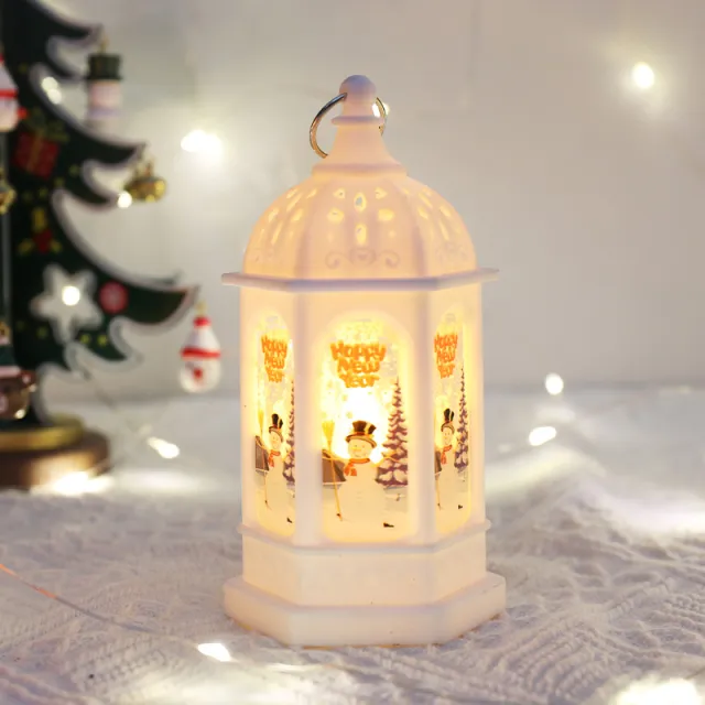 Christmas Decoration Portable Electronic Small Night Lamp Ornaments Hexagonal White Snowman - Shop at LoveMi