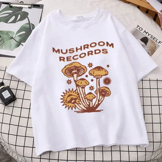Retro Trippy Mushroom Cute T shirts White - Shop at LoveMi