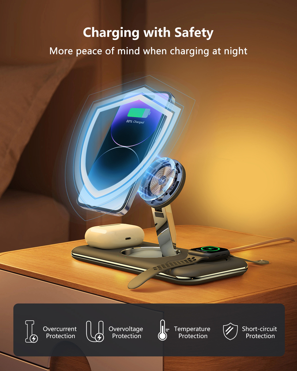 Folding Magnetic Wireless Charger Charger Desktop Bracket - Image 2