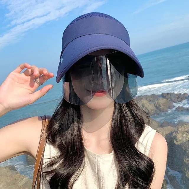 Universal For Summer Lengthened Large Brim With Sun Protection Lens Dark Blue - Shop at LoveMi