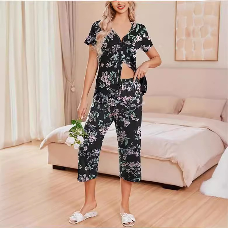 Women's Pajamas Short-sleeved Pants Suit