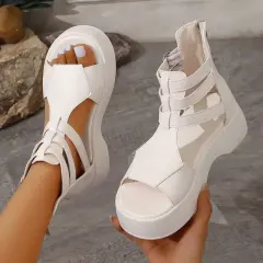 Roman Sandals Sandals Spring And Summer Flat Heel Muffin Women - White - View 1