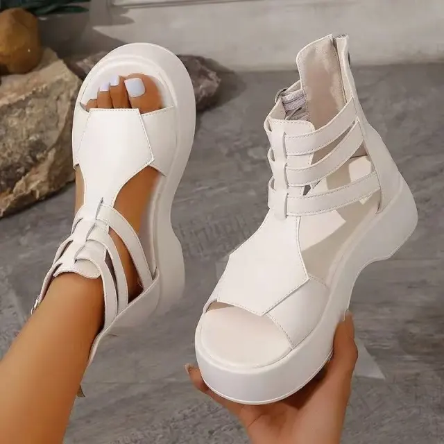 Roman Sandals Sandals Spring And Summer Flat Heel Muffin Women White - Shop at LoveMi