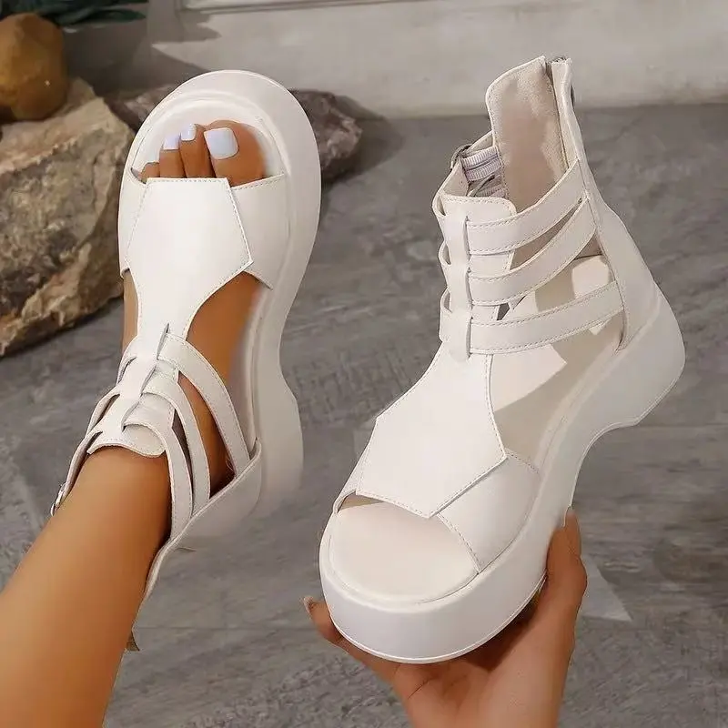 Roman Sandals Sandals Spring And Summer Flat Heel Muffin Women - White