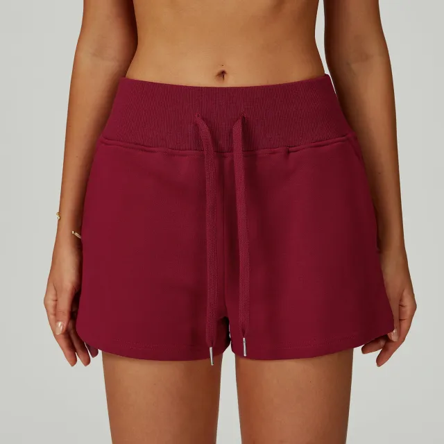 High Top Sports Sweatpants Pocket Drawstring Outdoor Exercise Shorts Cherry Red - Shop at LoveMi