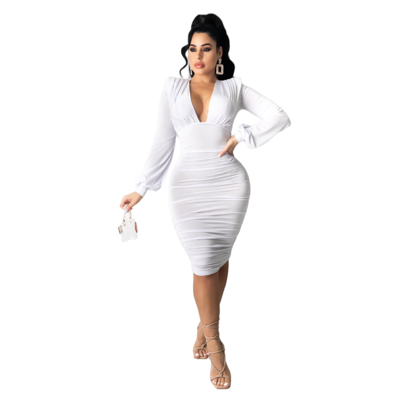 Women's Solid Color Layered Effect Sheath Dress White - Shop at LoveMi