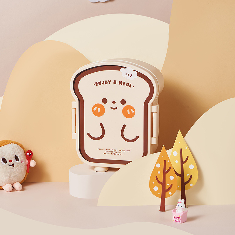 Creative Toast Shape Lunch Box Children Cute Plastic