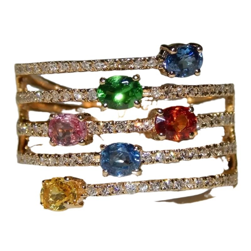 Super Flash Color Zircon Ring Europe And America Creative Women