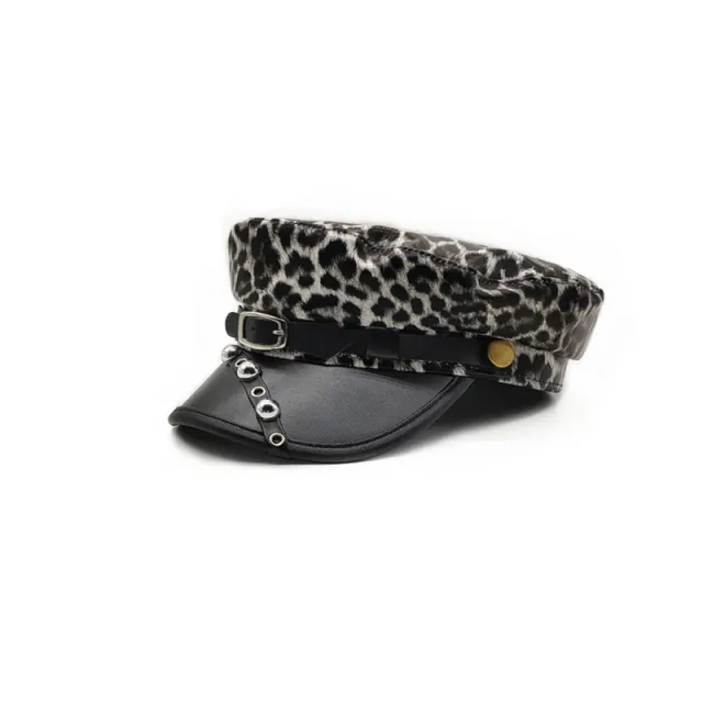 Women's Personality Punk Hip Hop Style Beret Silver Panther Leather - Shop at LoveMi