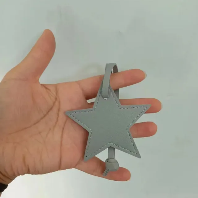 Leather Five pointed Star Keychain Pendant Bag Ornament Gray - Shop at LoveMi
