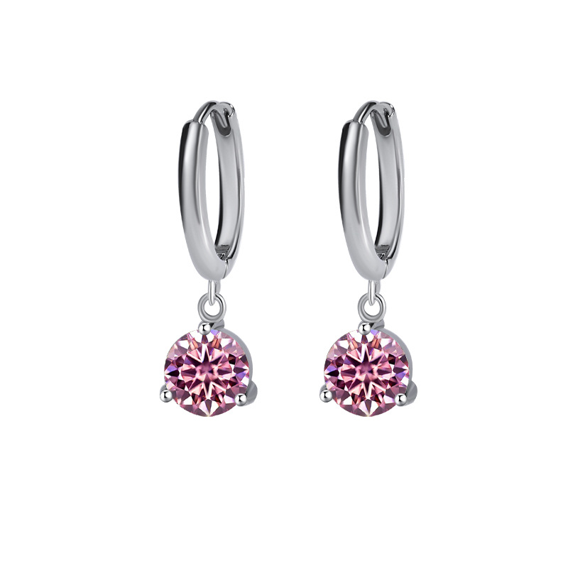 S925 Sterling Silver Three-claw Earrings Moissanite