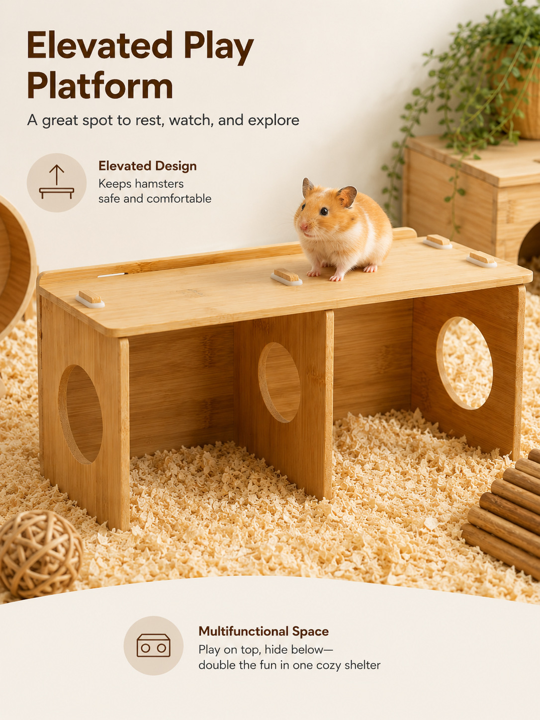 Hamster Squirrel Solid Wood Hideout Hedgehog Wooden House detail photo 6