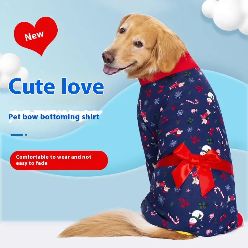 Anti-fur Pajamas Bow Decoration Big Dog Four-legged