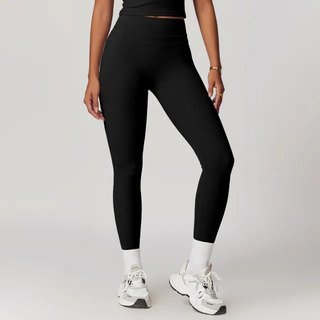 Sanding Tight High Waist Yoga Pants Belly Contracting Hip Raise Fitness Pants Black - Shop at LoveMi