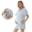 Home Wear Summer Waffle Short Maternity Suit view 1