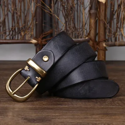 Leather Pin Buckle Vintage Distressed Cowhide Waistband