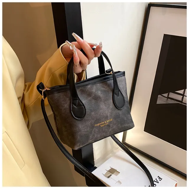 Retro Shoulder Bag Large Capacity Portable Bucket Bag Black - Shop at LoveMi