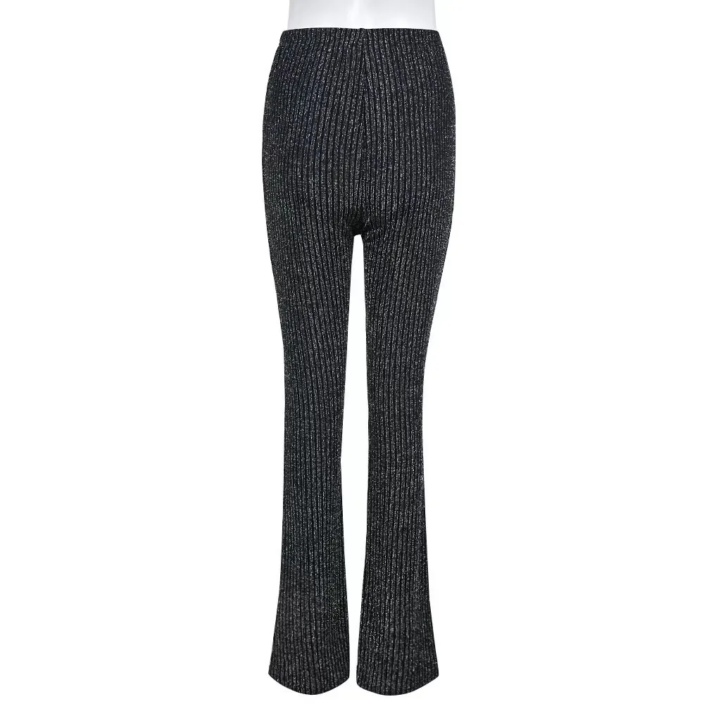 New Fashion Simple Heavy Industry Slimming Rhinestone Shiny Slim Fit Leggings - Black