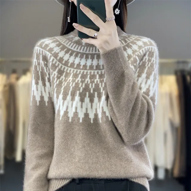 Half Turtleneck Seven pin Thickened Sweater Camel - Shop at LoveMi