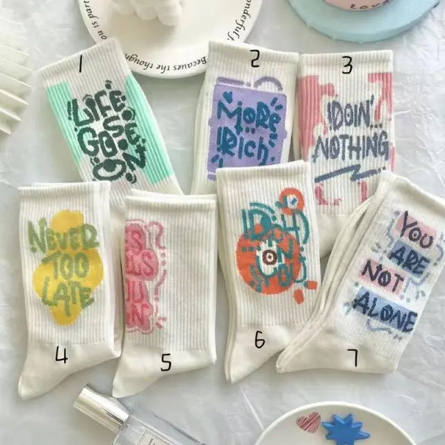 Women's Socks Long Socks Good looking Fried Street Autumn Versatile Student Sports Good looking White Long Socks No 12467 - Shop at LoveMi