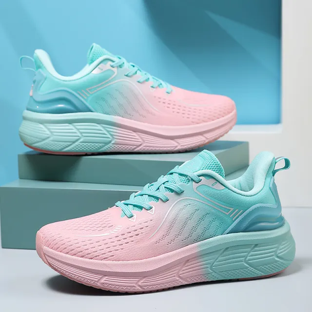 Couples Running Shoes Female Breathable Shock Absorption Springsummer Lightweight Mesh Surface Sneaker Pink - Shop at LoveMi