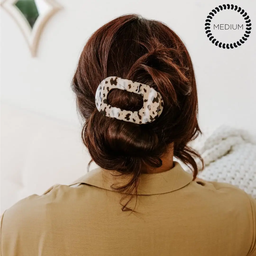 Plastic Medium Flat Round Comfortable Curved Design Barrettes