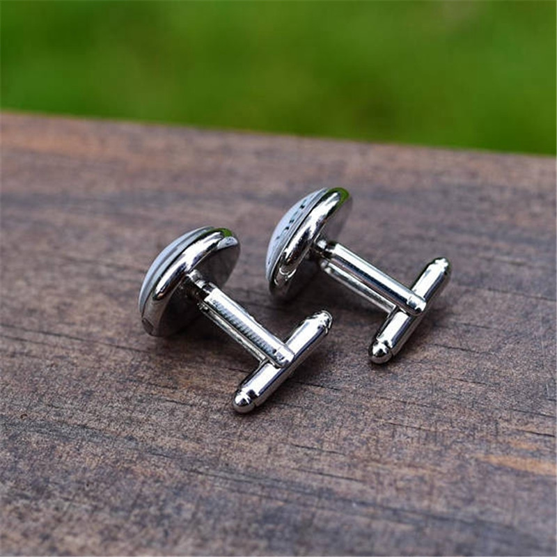Vintage Compass Time Stone Men's Suit Cufflinks (Silver)