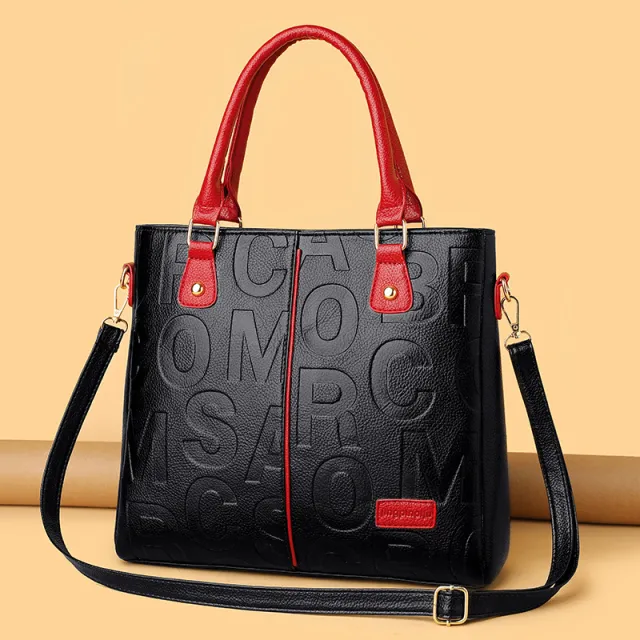 Women's Large Capacity Leather Printing Shoulder Bag Red - Shop at LoveMi