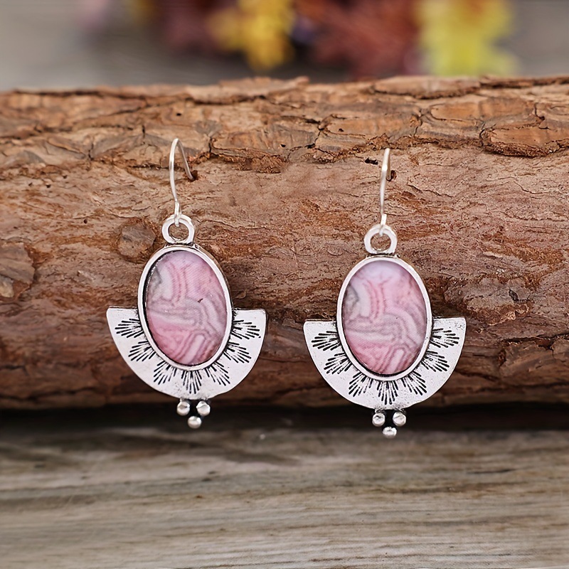 Retro Style Semicircle Fan-shaped Alloy Oval Earrings