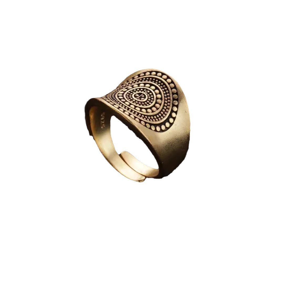 Retro Golden Dots Ring Women's Wide Version