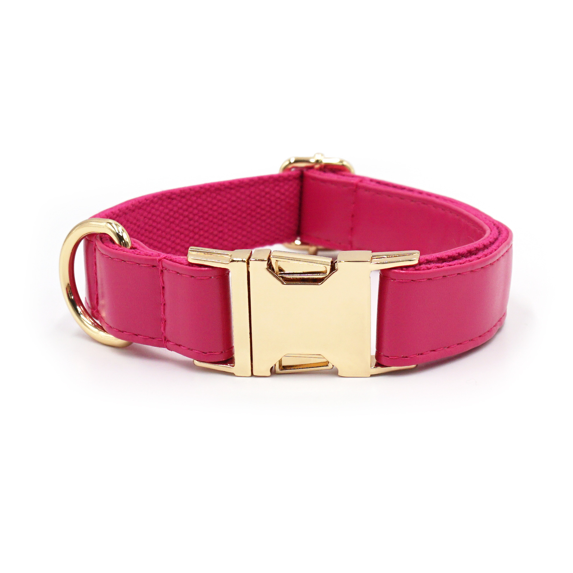 Rose Pink Leather Dog Collar