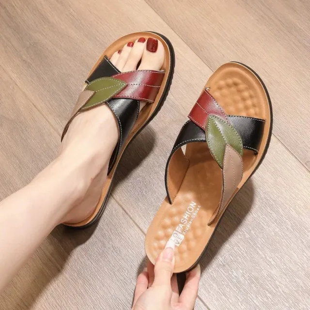 Women's Summer Wear Really Soft Leather Flat Bottom Comfortable Sandals Black - Shop at LoveMi