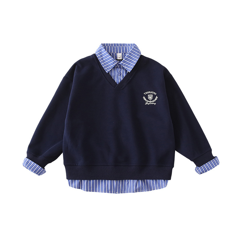 Kids FallWinter Patchwork Polo-Neck Sweater Heavyweight Coordinating Parent-ChildSibling Matching Sets For Boys And Girls