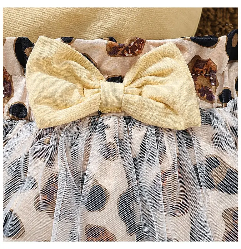 Girls' Double-layer Flounced Sleeve Letter Baby Bodysuit Top Printed Lantern Bow Shorts