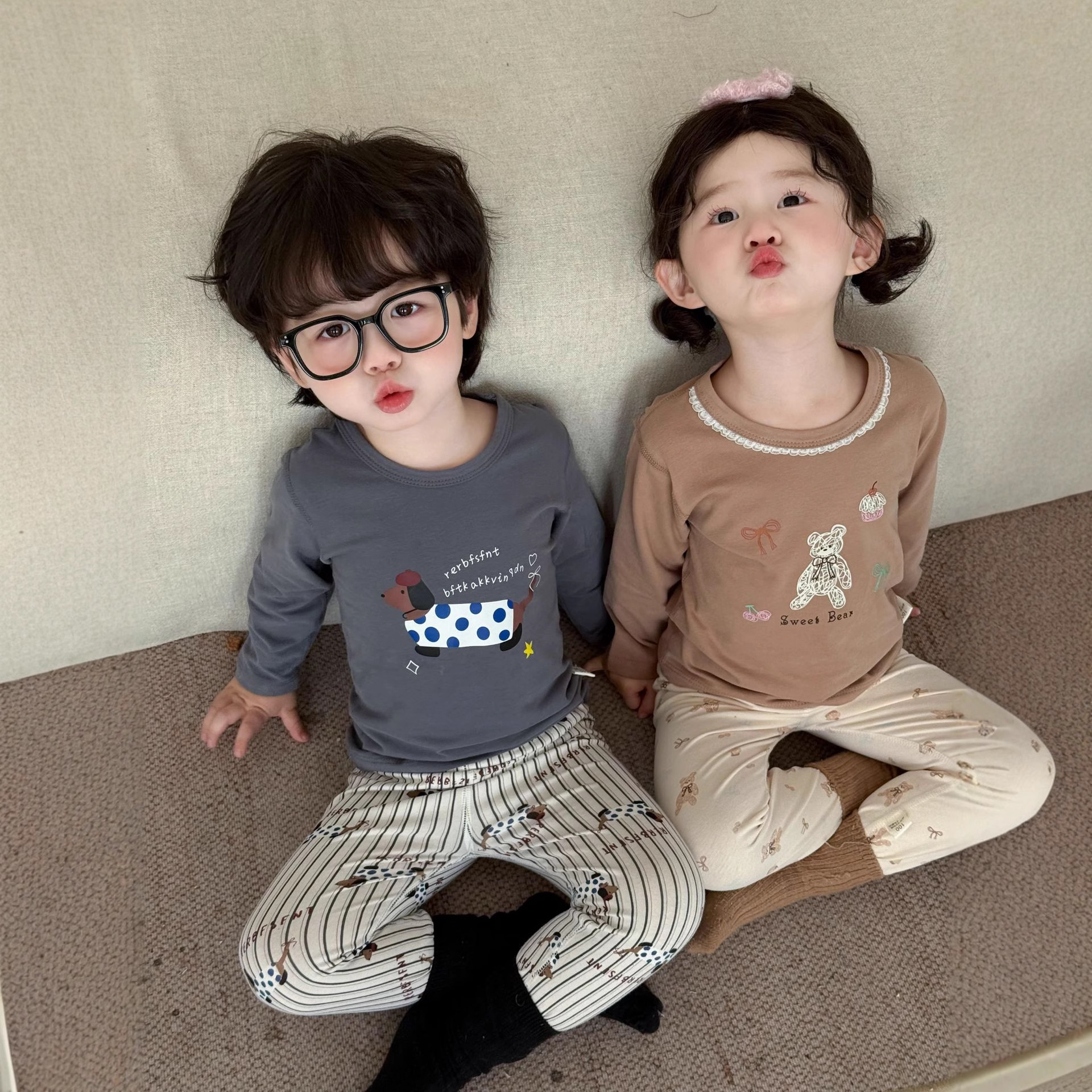 Boneless Pure Cotton Thermal Underwear Set For Boys And Girls Autumn Tops And Pants