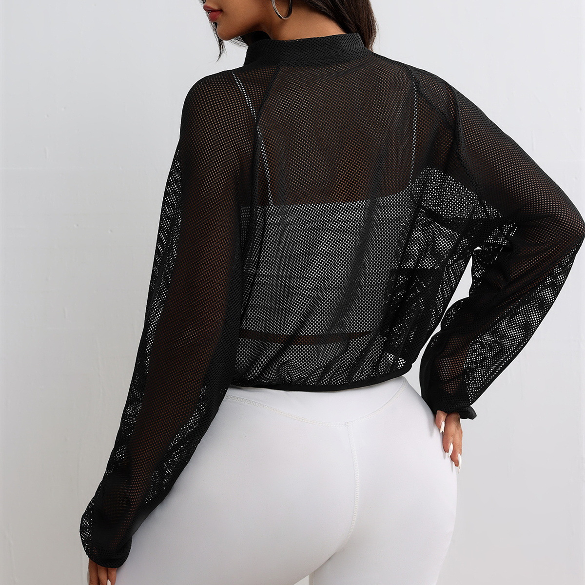Yoga Jacket Mesh Sports Top Breathable