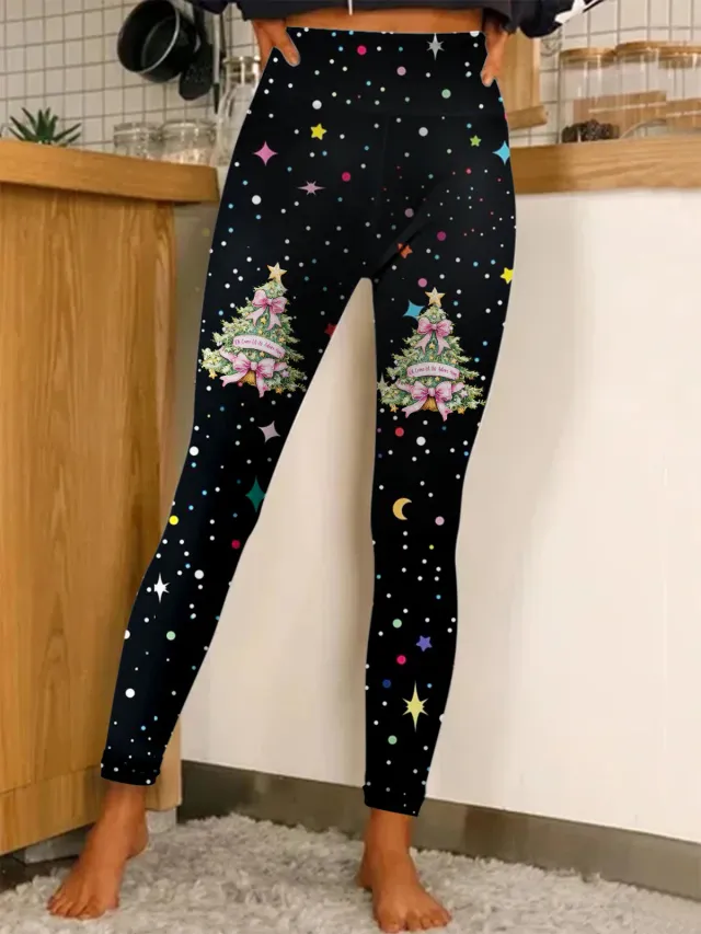 Christmas Printing Fashion Trend Women's Home Outdoor Tight Leggings 05 Pattern S - Shop at LoveMi