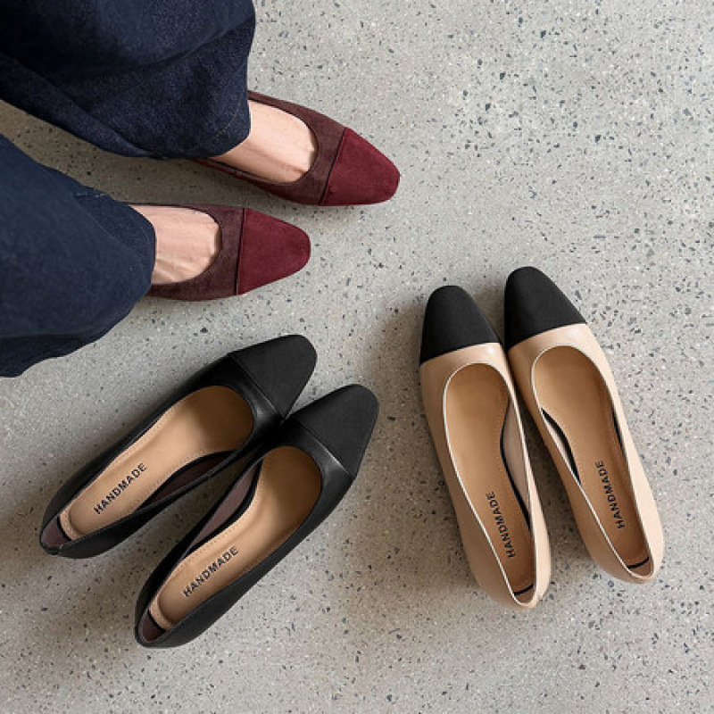 Chunky-heeled Color-block Womens Work Shoes