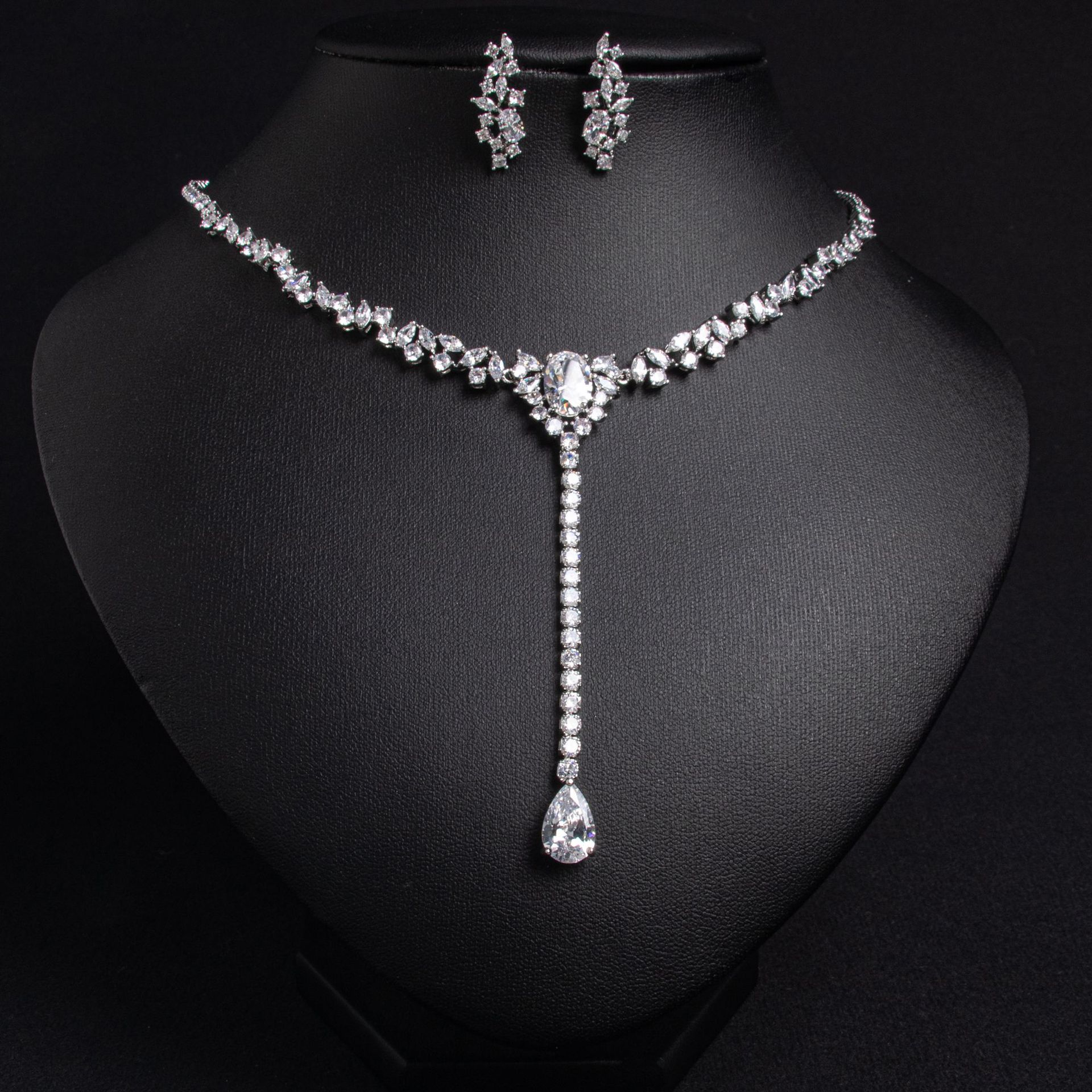 Copper Zircon Water-Drop Necklace, picture 6 of 6