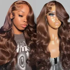 Lace Fashion Brown Wig Wave Long Curly Hair Wig Head Covering - Piano Color - View 1