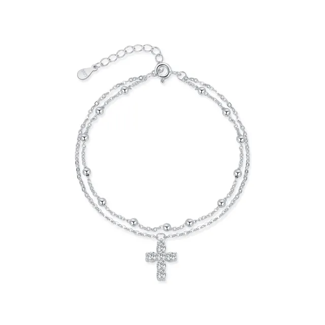 Women's Double layer Cross Headless Bracelet Silver - Shop at LoveMi