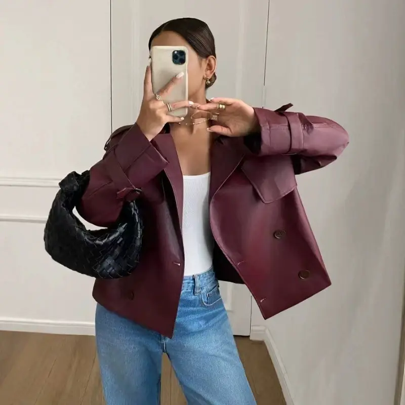 Adjustable-cuff Vintage Biker Jacket