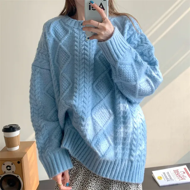 Student Versatile Top Comfortable Knitwear Coat Blue - Shop at LoveMi