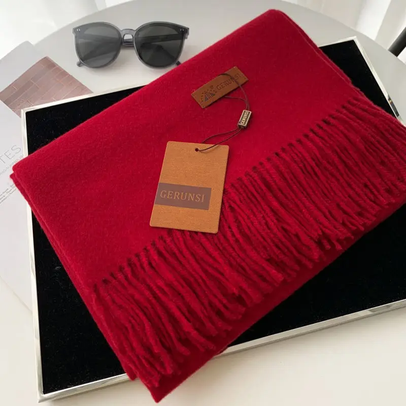 Womens Thickened Fashionable Solid-Color Tassel Scarf