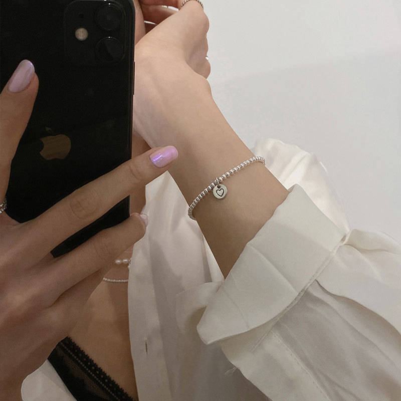 Silver Sweet Loving Heart Bracelet Women's Retro Simple Geometric Sl3456 - Shop at LoveMi