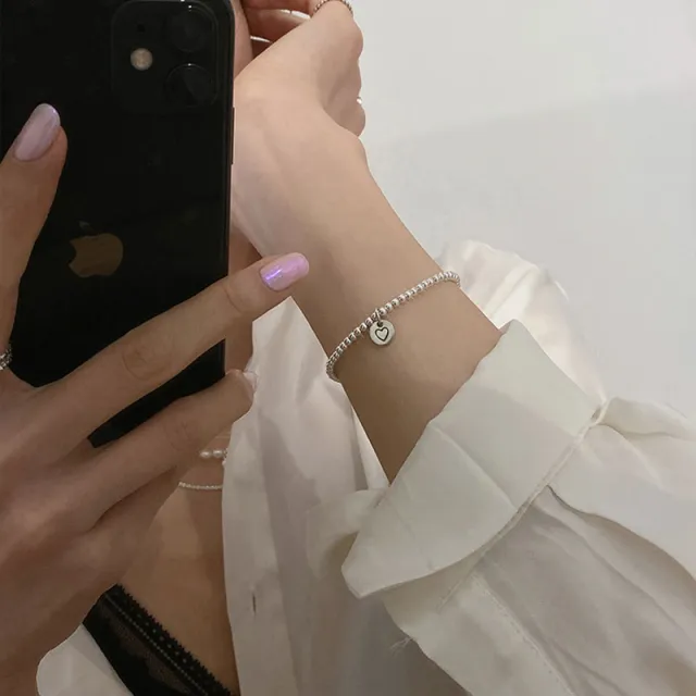 Silver Sweet Loving Heart Bracelet Women's Retro Simple Geometric Sl3456 - Shop at LoveMi