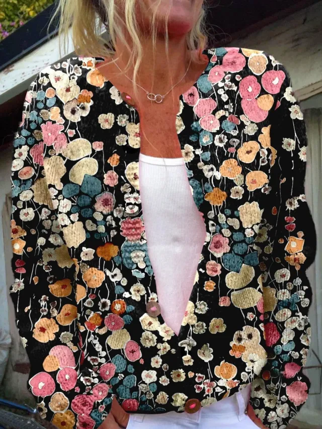 Women's Printed Round Neck Sweater Pullover Leisure Loose Pullover Street Style E044A - Shop at LoveMi