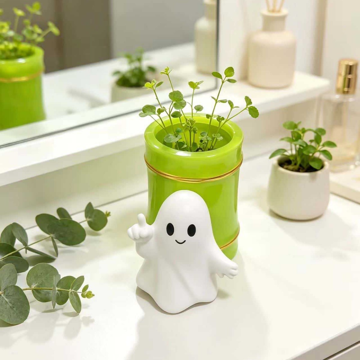 Ghost Skull Planter Cup Desktop Balcony Living Room Potted Plant Container Pen Holder Storage Box
