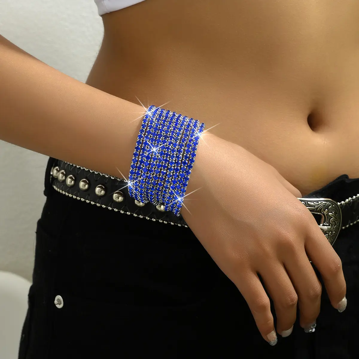 Women's Diamond Elastic Bracelet Wrist Ring Gems
